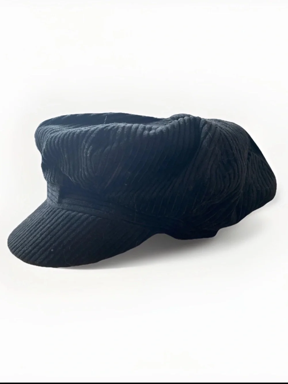 Black Corduroy Baker Boy Cap - Women - Picture 2 of 4